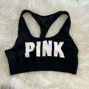 EUC Pink Victoria’s Secret black sports bra.
